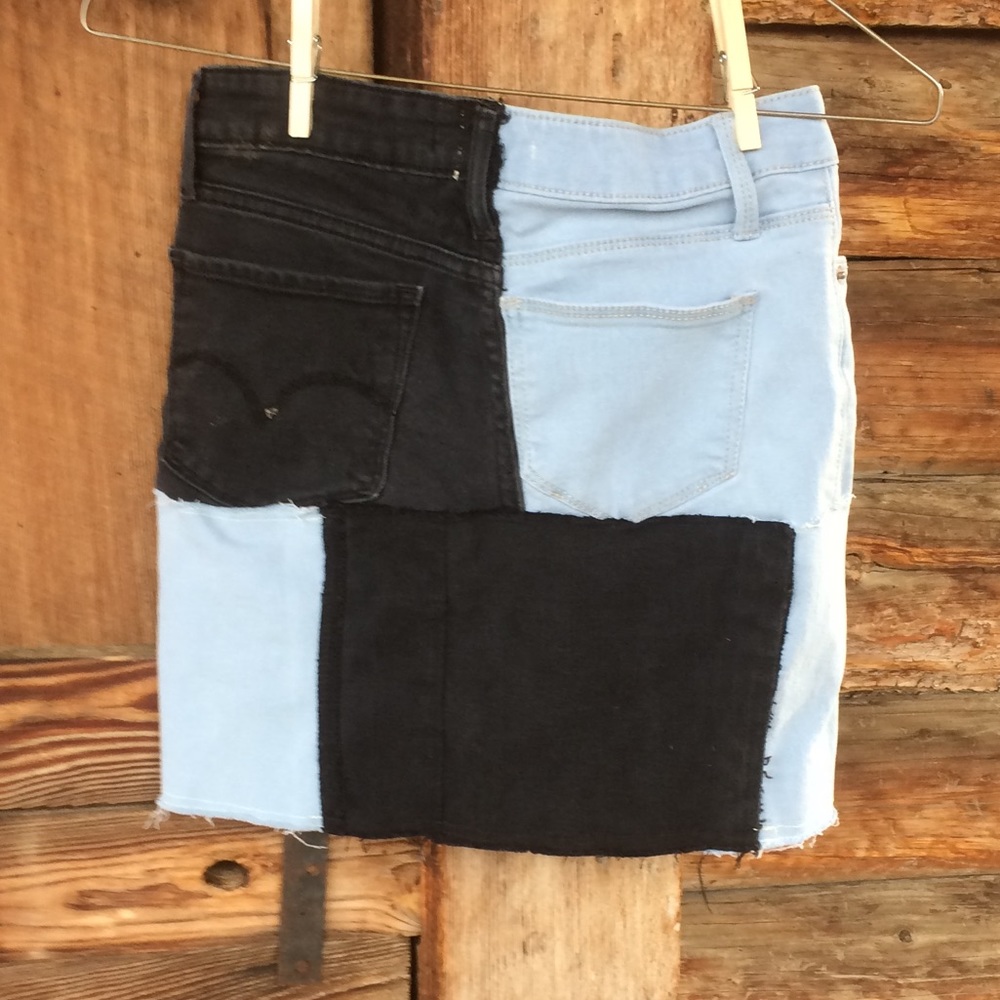 Levi Handmade upcycled denim jean mini skirt - Picture 2 of 5